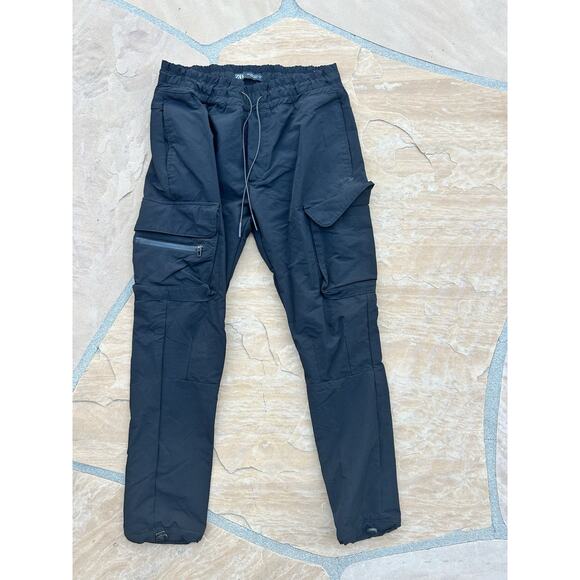 Zara Pants Women Medium Black Drawstring Relaxed Fit Lightweight Pocket Casual - Picture 1 of 3